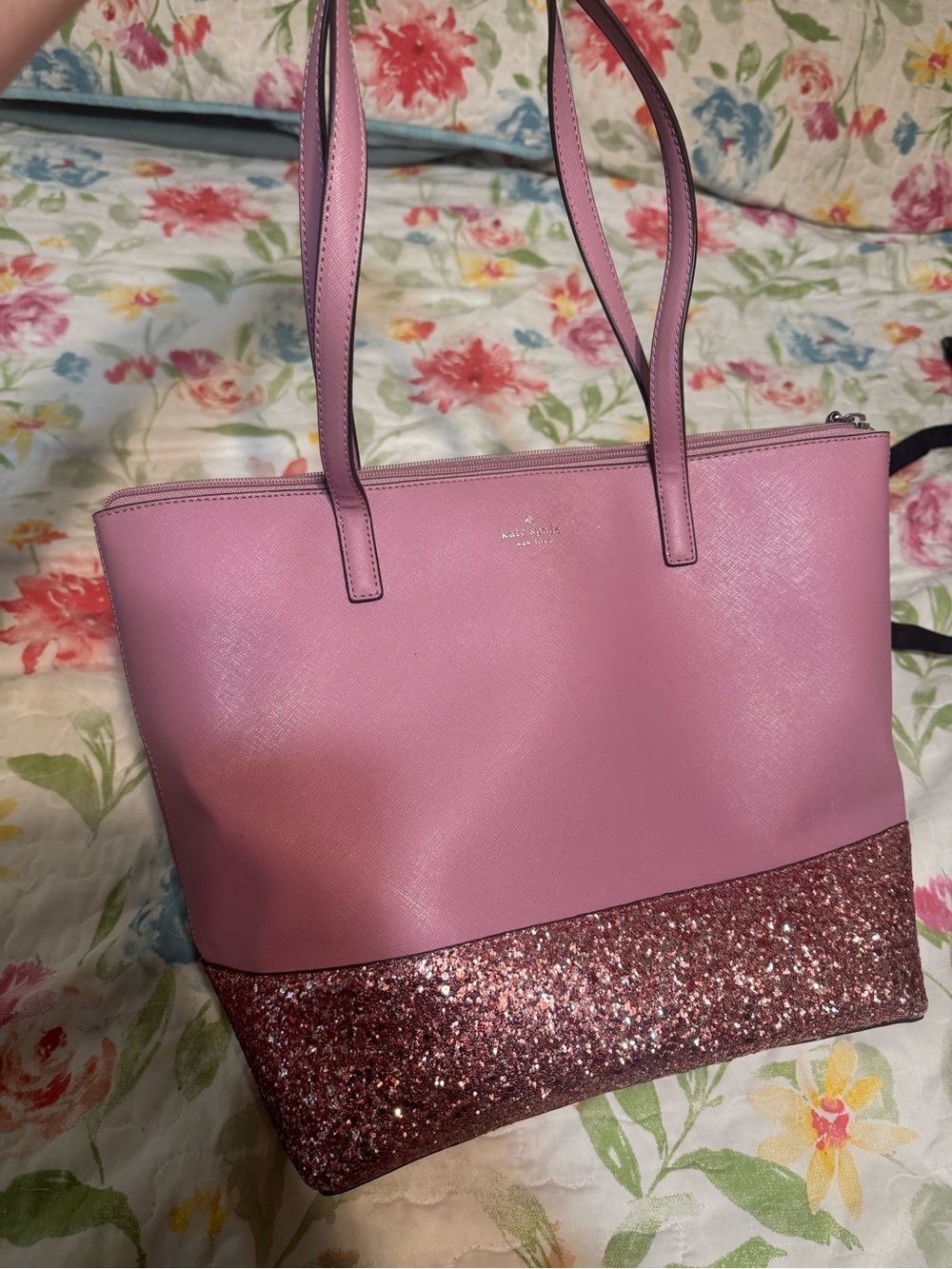 Kate Spade New York Pink Glitter Bottom Tote - Picture 2 of 16